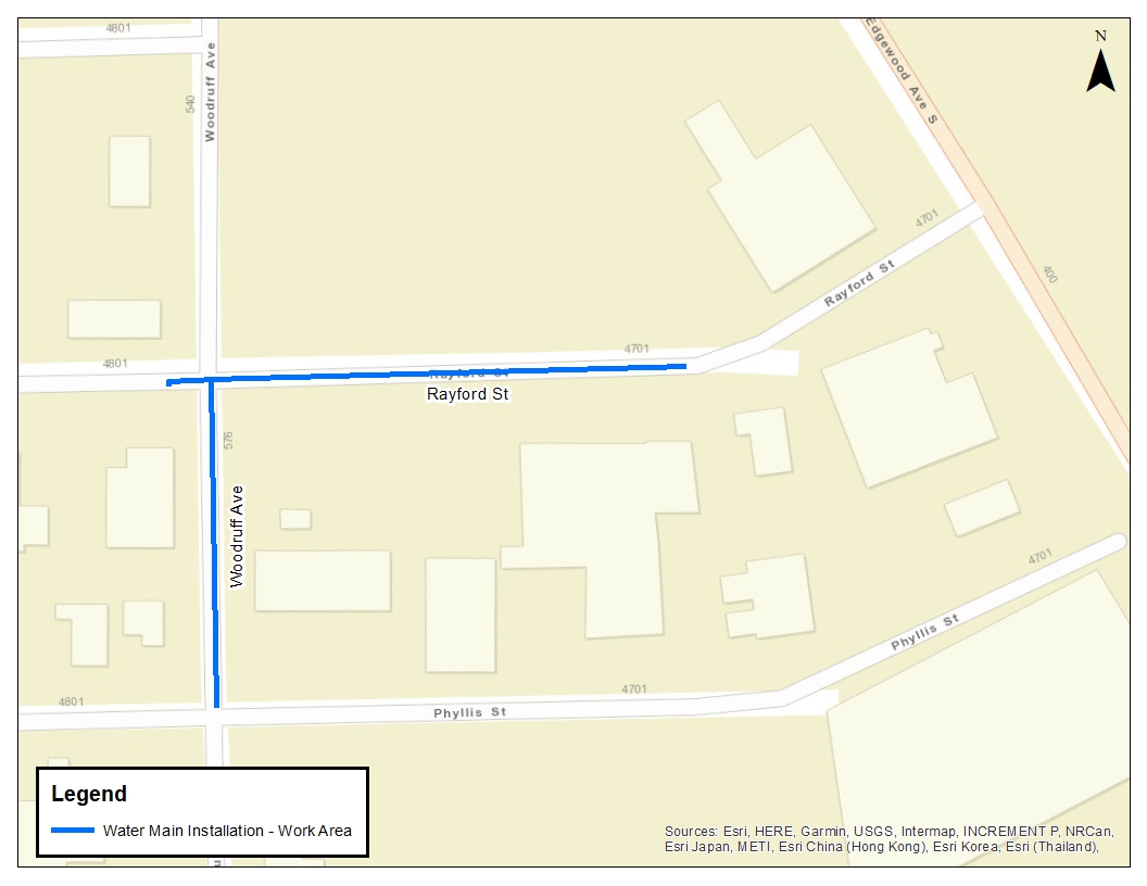 Rayford Street & Woodruff Avenue Project Area Map